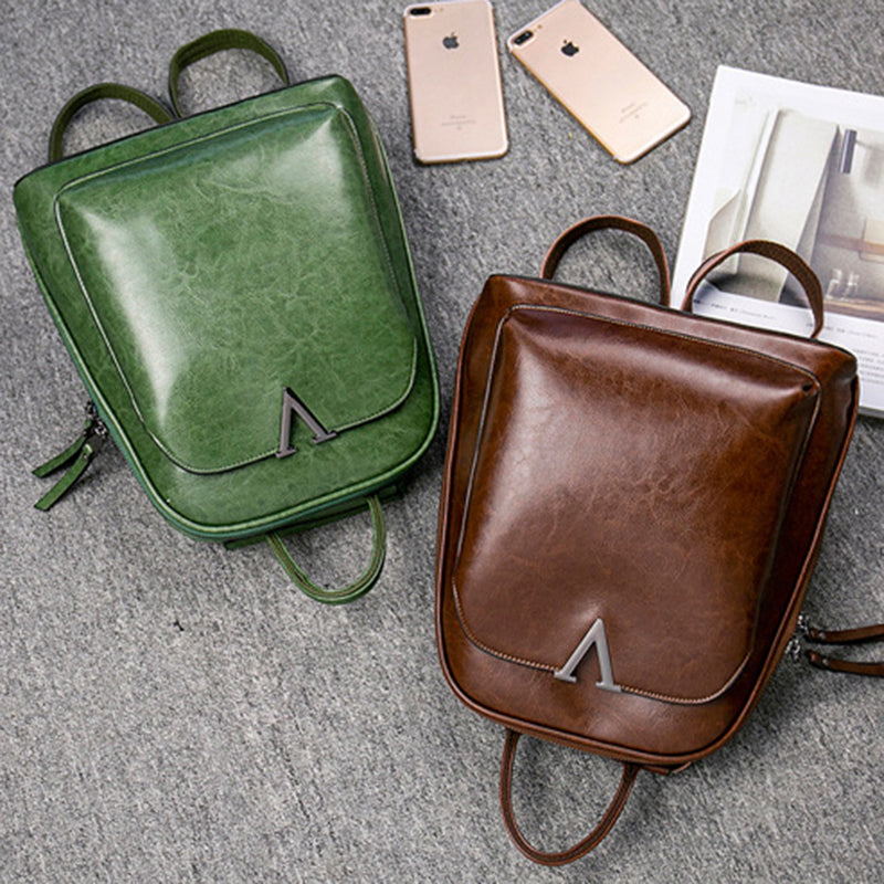 Genuine Leather Women’s Backpack Crossbody Rucksack
