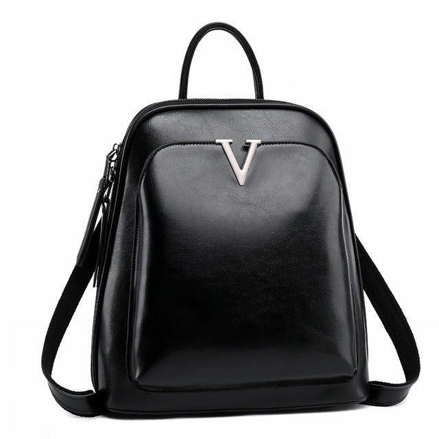 Genuine Leather Women’s Backpack Crossbody Rucksack