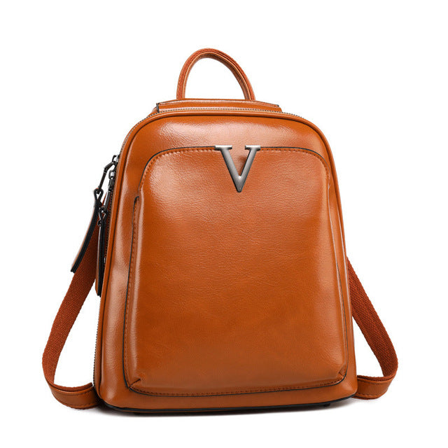 Genuine Leather Women’s Backpack Crossbody Rucksack